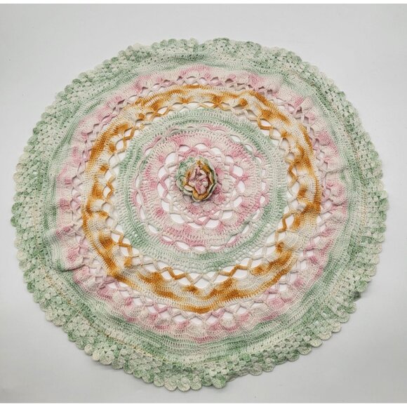 unbranded Other - VTG Crochet Doily Cottagecore Tea Party Pastel Spring Easter Dainty Shabby Chic